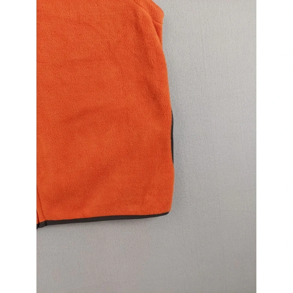 Nautica Men Vest XL Orange Fleece Zip Up Reversible Side Pockets Logo Outerwear